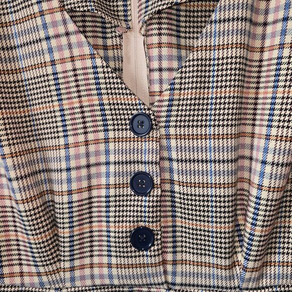 ModCloth Dress Plaid Button Up Tank Foe Pockets Bodycon Houndstooth Mini W10 M - Picture 5 of 7